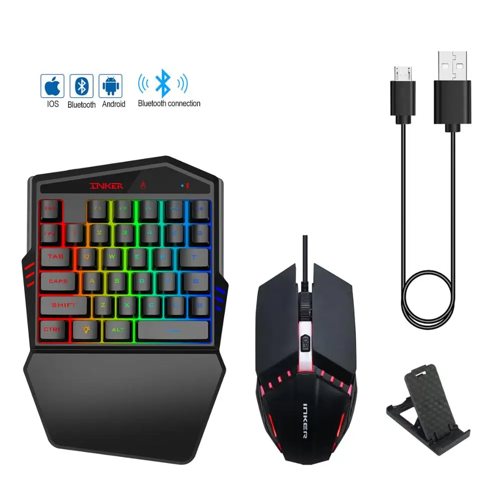 

Keyboard Bluetooth Wireless Version 4.2 Gaming Mini Tablet Keyboard Comes with Throne Mouse Set for Mobile PC PUBG Accessories