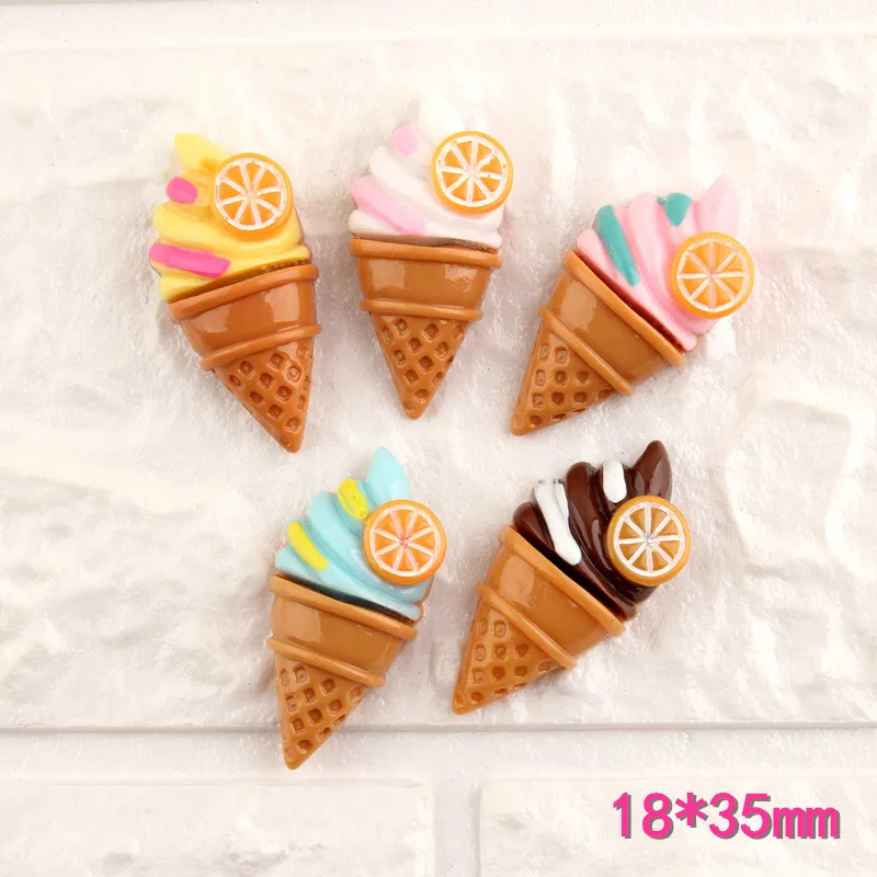 

10Pcs/lot Simulation Food Flatback Resin Cabochon Kawaii Fruit Ice Cream Cabochons for Bows DIY Scrapbooking Phone Decoration