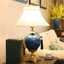 Синяя Керамическая трещины текстура лампы Роскошные Настольные лампы для гостиной спальни прикроватные настольные лампы современные фарфоровые настольные лампы