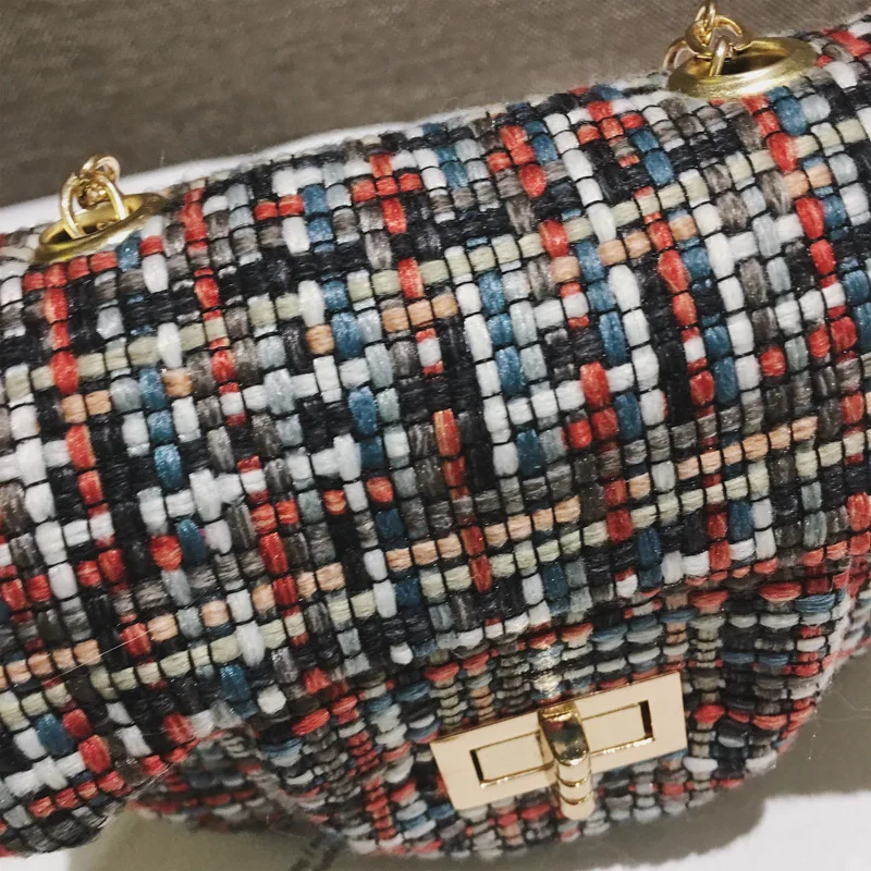 

Sweet Ladies' Debutante Wind Kindergarten Square Sling Bag Mini Woolen Plaid Furry Ball Shoulder Oblique WOMEN'S Bag