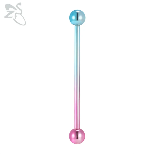 ZS 1 PC Colorful Stainless Steel Long Industrial Barbell Ring For Women Men 14g Snake Ear Tragus Helix Ear Piercing Body Jewelry Style 11