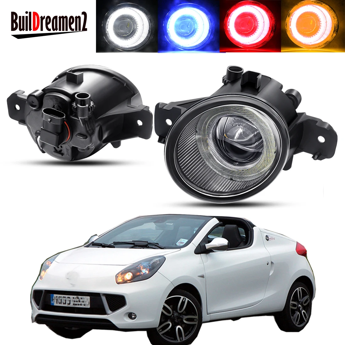 

2 X Противотуманные фары Angel Eye в сборе для Renault Wind Convertible 2010-2015 30 Вт Светодиодный льные светодиодные линзы противотуманные дневные ходовые огни DRL 3000LM 12V