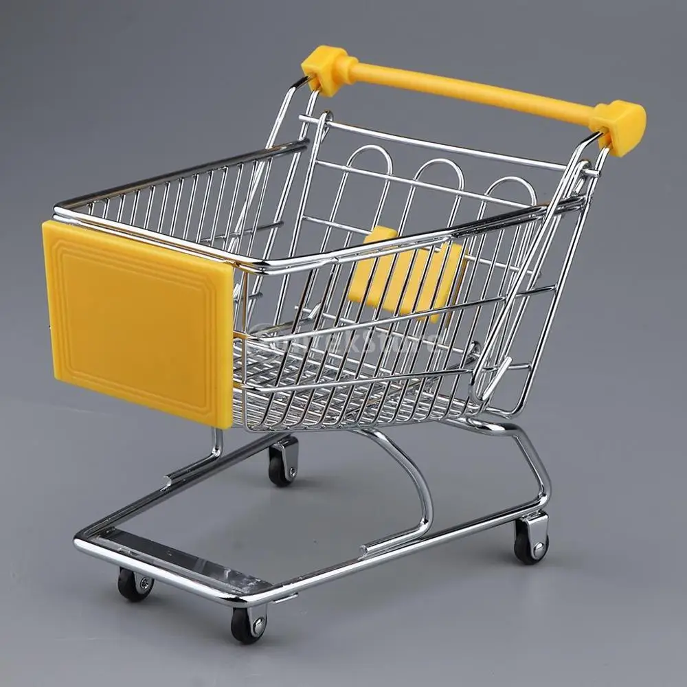 Мини-тележка из супермаркета, маленькая тележка для покупок, забавная тележка для покупок, игрушка для хранения для детей, игрушки для супермаркетов - Цвет: Yellow