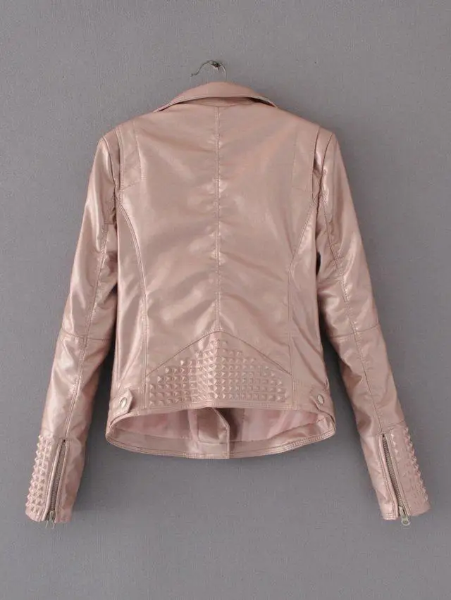 

2017 Autumn Clothing New Style Western Style PU Leather's Glitter WOMEN'S Leather Jacket Fold-down Collar Motorcycle Jacket