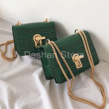 

Fashion Stone Pattern Women Chain Shoulder Luxury Pu Leather MIni Small Flap Bags Ladies Alligator Crossbody For