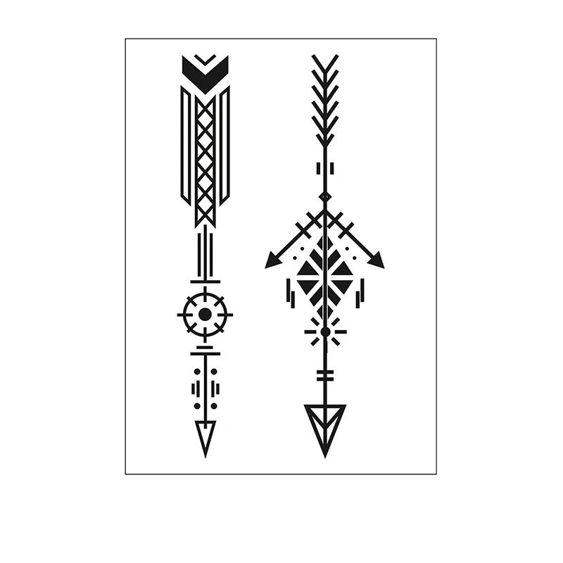 Temporary Tattoo Sticker Arrow Triangle Symbol Totem Sun Geometric Pattern Waterproof Fake Body Art Tatoo for Kids Man Woman | Красота и