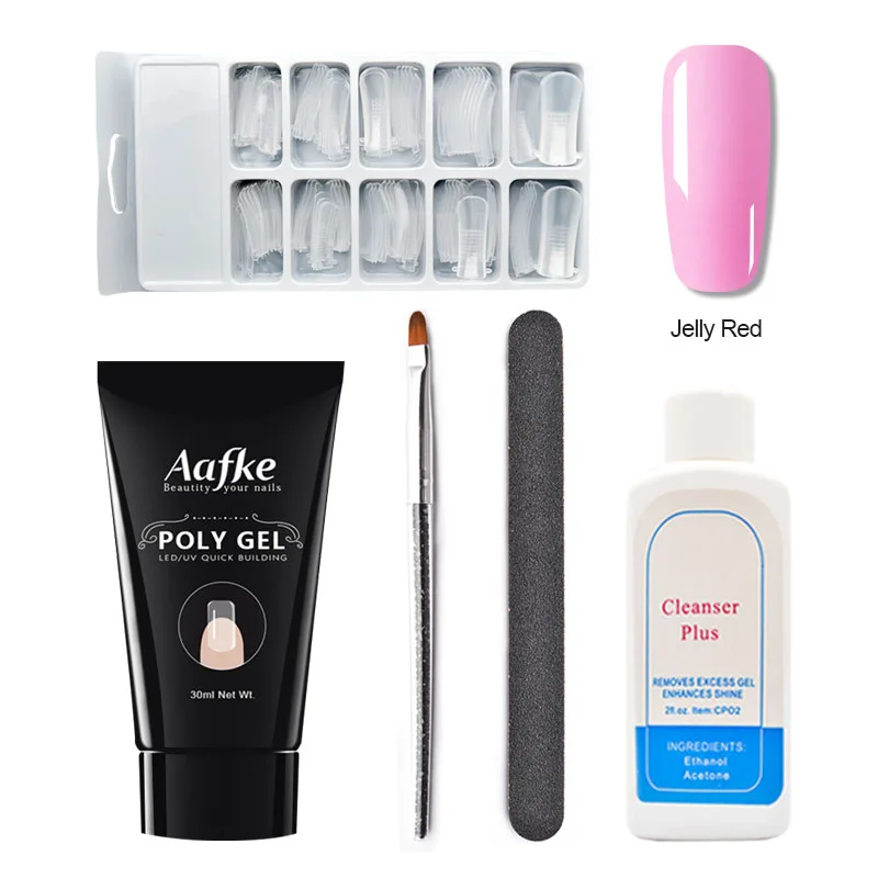 Jelly Red 30 г полигель для ногтей, акриловый полигель, розовый белый металл с прозрачными кристаллами, УФ светодиодный гель-конструктор, набор для выскальзывания, быстрое удлинение геля ZJJ3086 - Цвет: Jelly Red