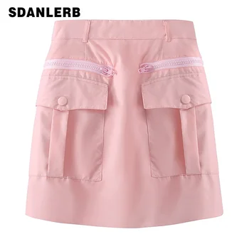 

Korean-Style A- Line Pink Skirt Women's 2020 Spring and Autumn New Design High Waist All-match Hip Skirts Girls Lady Chic Skirt