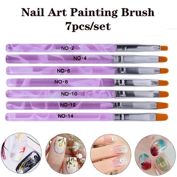 

7 Acrylic Nail Art Brush UV Gel Polish Painting Drawing Brushes Pen Nail Dotting Manicure Clean Brush Tools Nails Brush Set