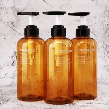 

3pc Bathroom Shampoo Bottle Large Capacity Press Type Lotion Shower Gel Soap Bottle