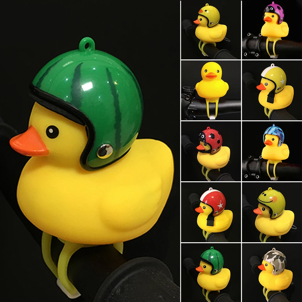 

Bicycle Front Handlebar Bell Small Yellow Duck Ornament Mountain Bike Road Bike Motorcycle Helmet Riding Accessories with Lights
