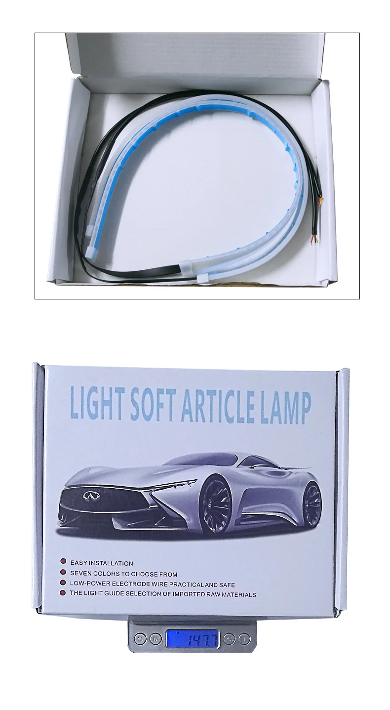 2 шт., Автомобильный светодиодный ультратонкий двухцветный светильник, направляющая полоса 60 см, 12 В, автомобильная дневная ходовая лампа, мотоциклетный фонарь, поворотная сигнальная лампа