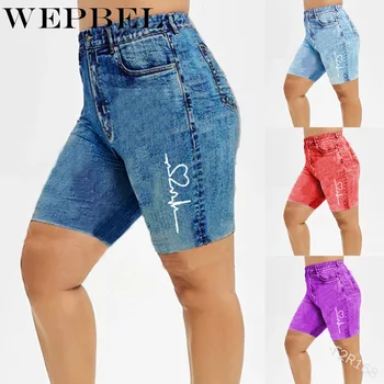 

WEPBEL Shorts Summer Printing Pocket Shorts Women's Sexy Skinny High Waist Pencil Shorts Casual