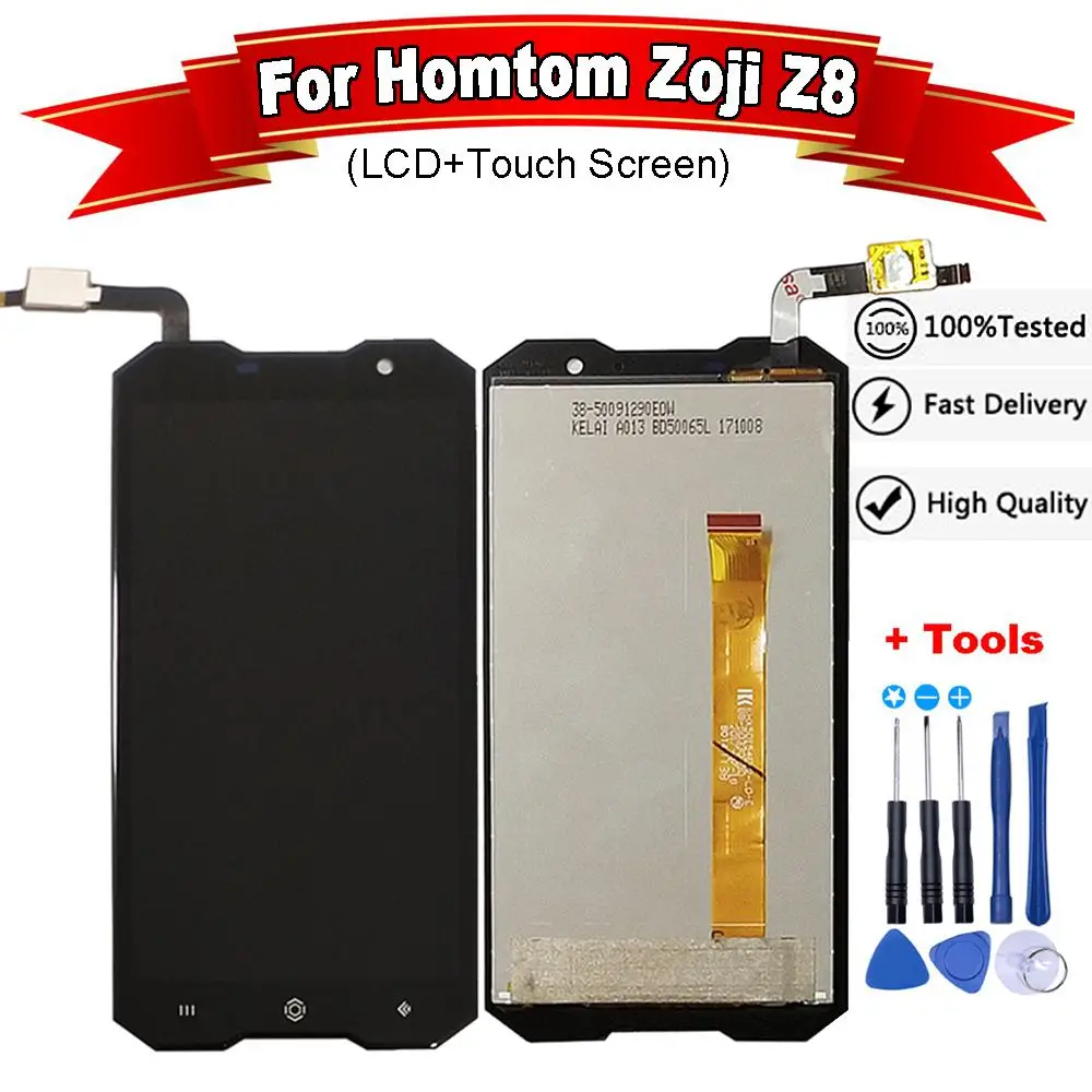 Для HOMTOM Zoji Z8 ЖК-дисплей+ сенсорный экран протестированное стекло lcd дигитайзера замена панели для zozoji Z8+ Инструменты - Цвет: Черный