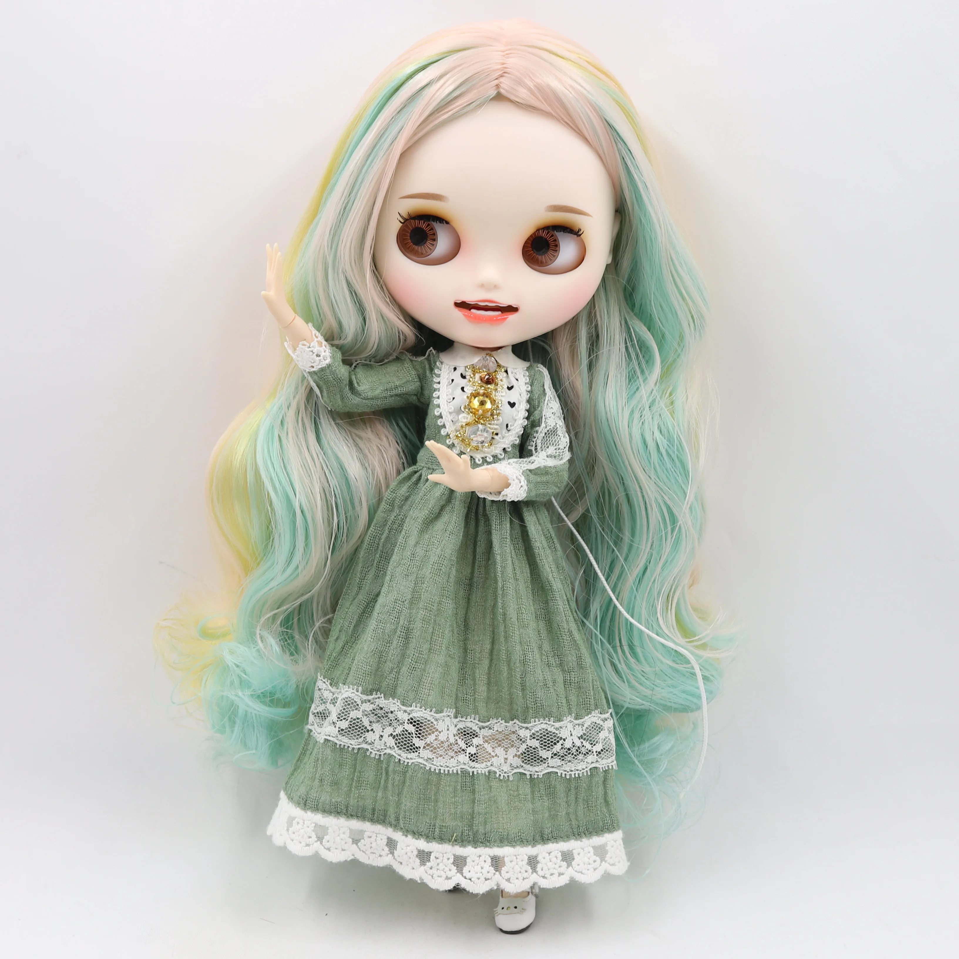 ICY Nude Blyth кукла белая кожа резные губы открытый рот матовая индивидуальные лицо мороженое цвет волос 1/6 bjd соединение тела