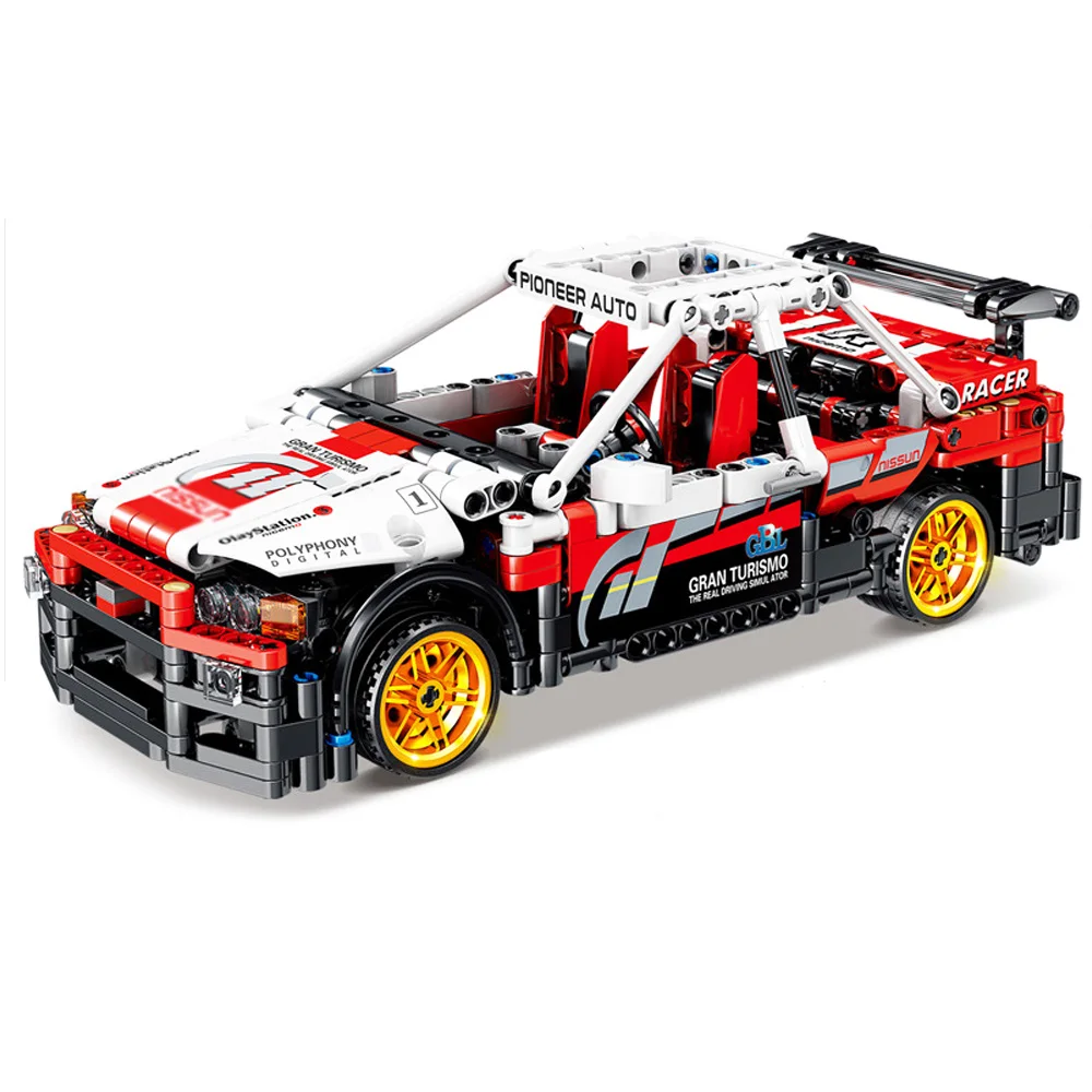 Kazi ky1020 r34 engenharia mecânica puxar para trás esportes série carro blocos de construção modelo tijolos brinquedos para crianças meninos presente