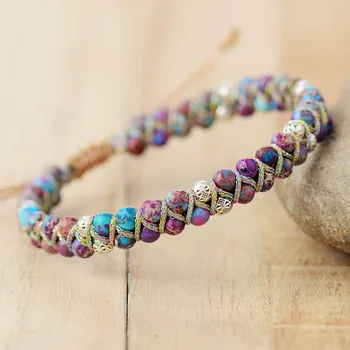 High End Natural Stone Beaded Wrap Bracelets Femme Jaspersl String Braided Yoga Friendship Bracelet Bangle Bohemian Jewellery