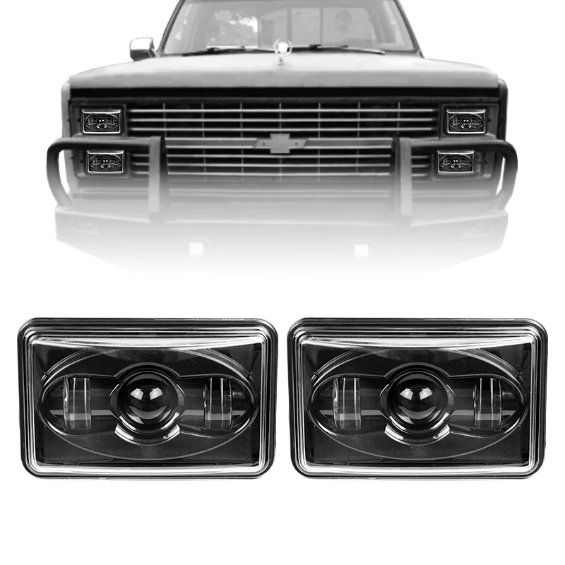 1 Pair 20/40W Off Road 4x6 Inch Square Led Headlight For Truck Bus Car