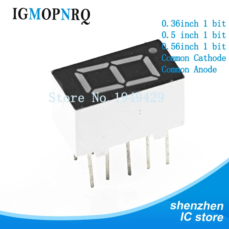 

5PCS/LOT 7 segment Common Cathode Common Anode 1 Bit digital Tube 0.56inch Red LED Display LED Digital tube