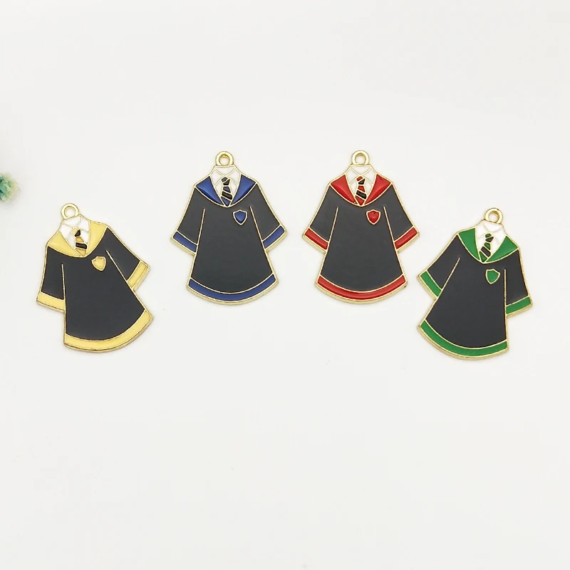 

10pcs School uniforms Enamel Metal Charms Pendant For Earring Making Drop Oil Dangle DIY Bracelet Jewelry Accessory Craft FX193
