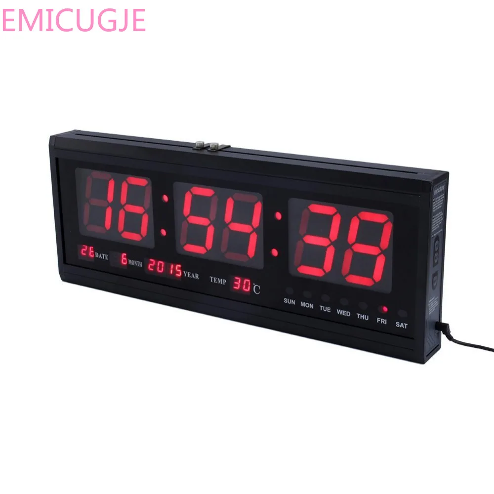 

19 inch Big digital LED Calendar Wall Clock for mall/school Home desktop thermometer Clock livingroom Decor LED hanging watch