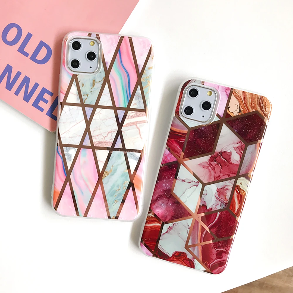 Чехол для iPhone 11 Pro Max X Xr Xs роскошный блестящий Мраморный чехол с покрытием и