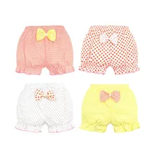 Хлопковое нижнее белье для малышей Детские Мягкие Трусы-шорты трусы для девочек милые трусы в полоску с бантом для малышей дышащие шорты для малышей