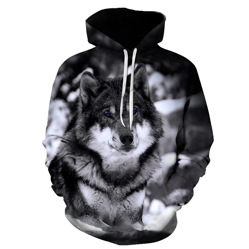 3d-printed Wolf men and women sportswear long-sleeved pullover hoodie streetwear hip-hop sweatshirt loose jacket jacket harajuku