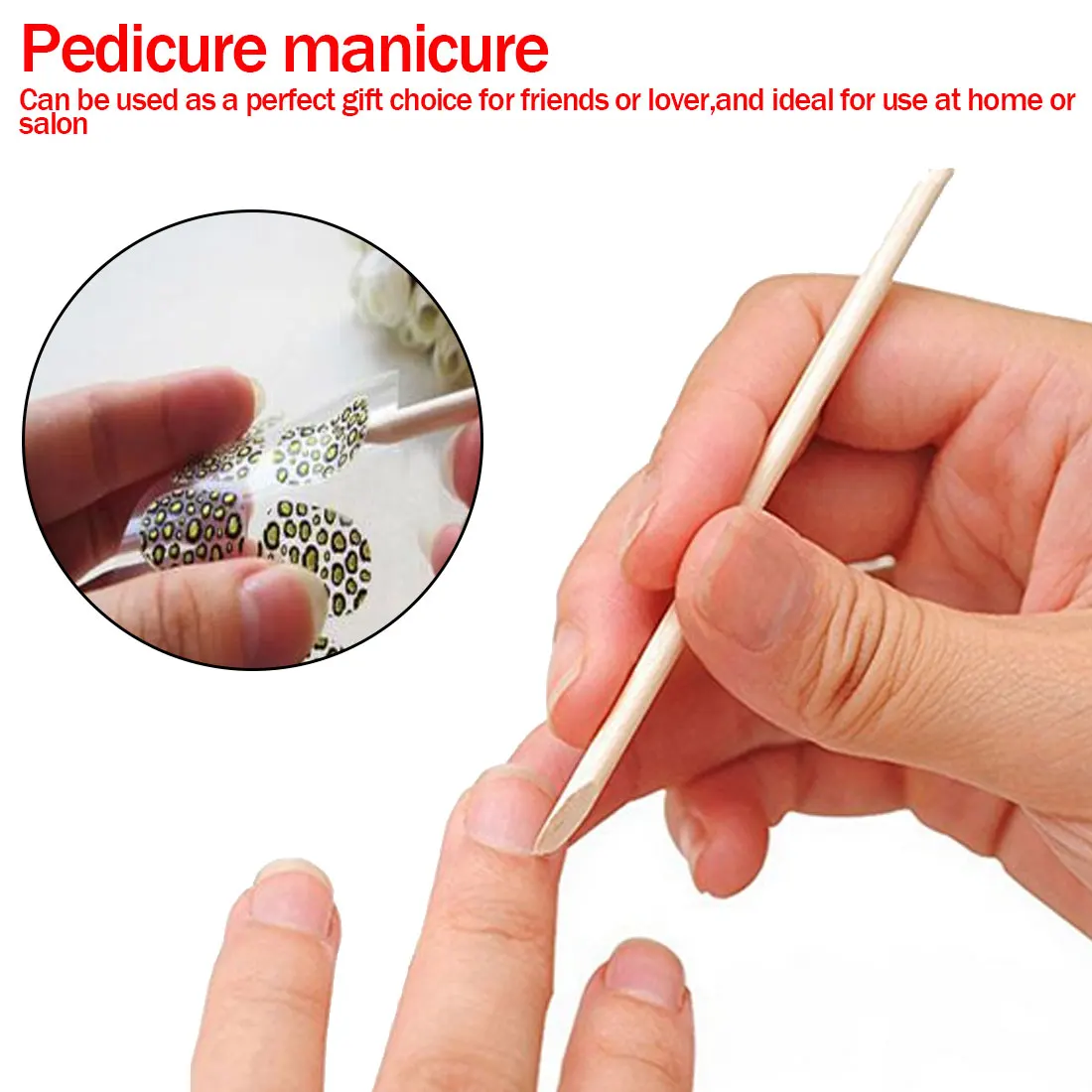 

Lady Double End Nail Art Wood Stick Cuticle Pusher 100pcs/set 50pcs/set Orange Women Remover Pedicure Manicure Tool