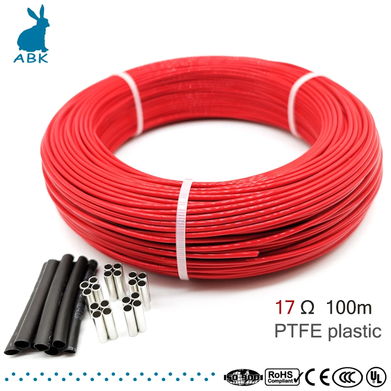 100 метров 17ohm 24k PTFE огнестойкий нагревательный кабель из углеродного волокна