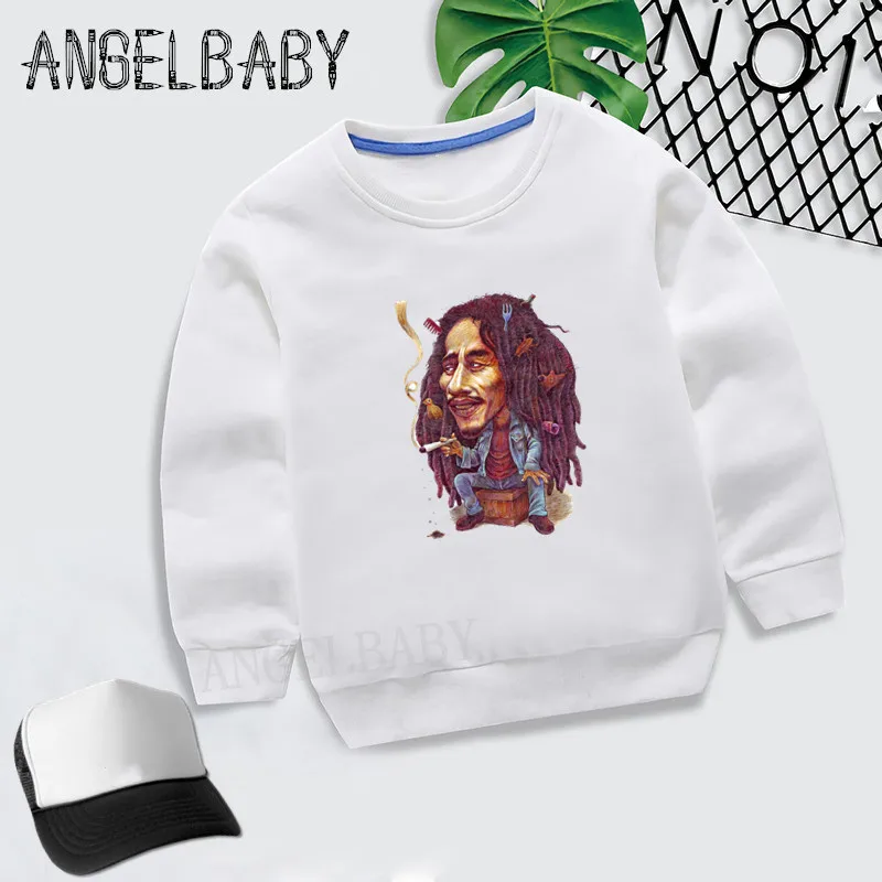 Детские толстовки с капюшоном «Jamaica Singer Bob Marley Reggae Rastafari» детские осенние Топы, хлопковая одежда для малышей свитер для мальчиков и девочек, tkyt5208 - Цвет: 5208M-White