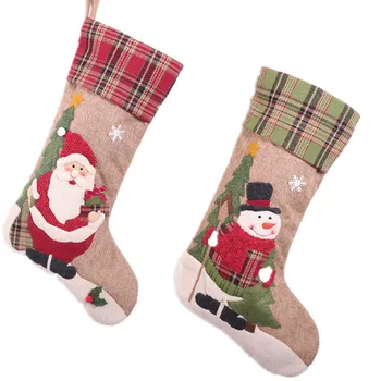 

Large Christmas Stockings Santa Snowman Socks Lovely Bag Gift For Children Fireplace Tree Xmas Home Navidad Decoration