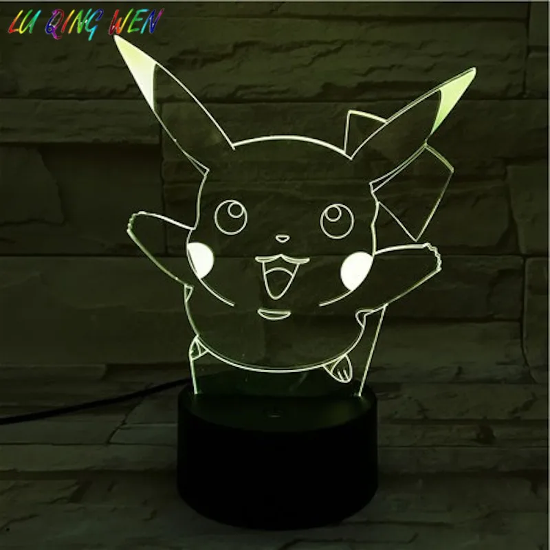 Pokemon Go рисунок Пикачу детский Ночной светильник светодиодный сенсорный датчик для спальни декоративный светильник праздничный подарок ночник USB Пикачу