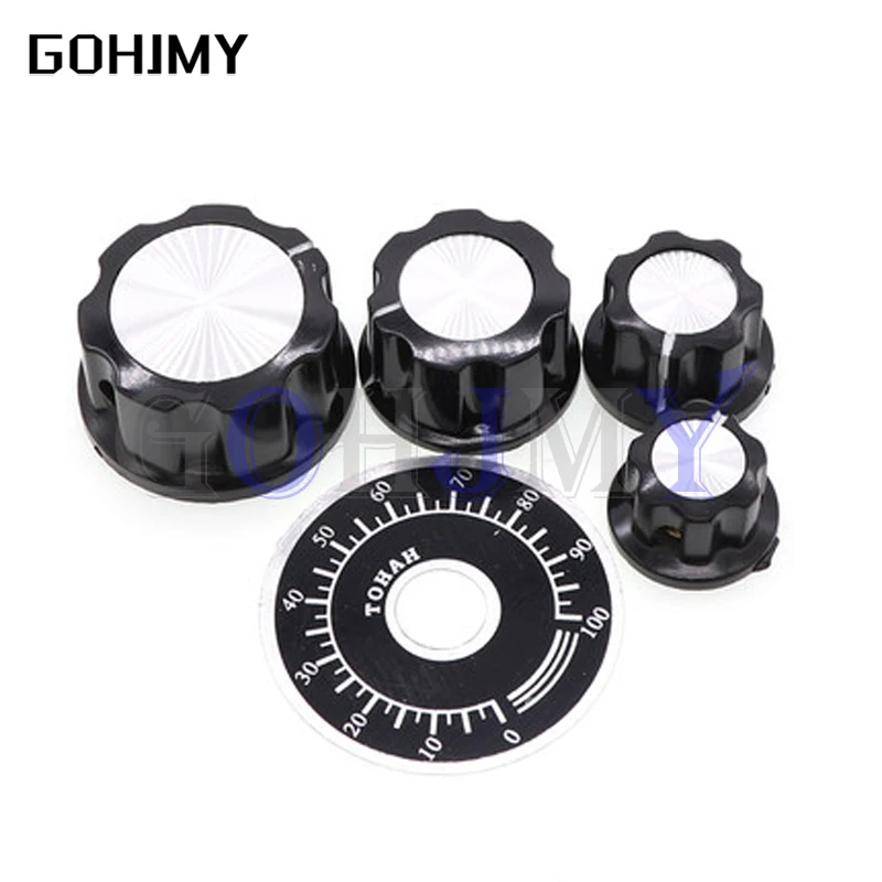 5Sets 5PCS A03 dial knob WTH118 + 5PCS MF-A03 bakelite knob with scale plate sheet scale digital potentiometer