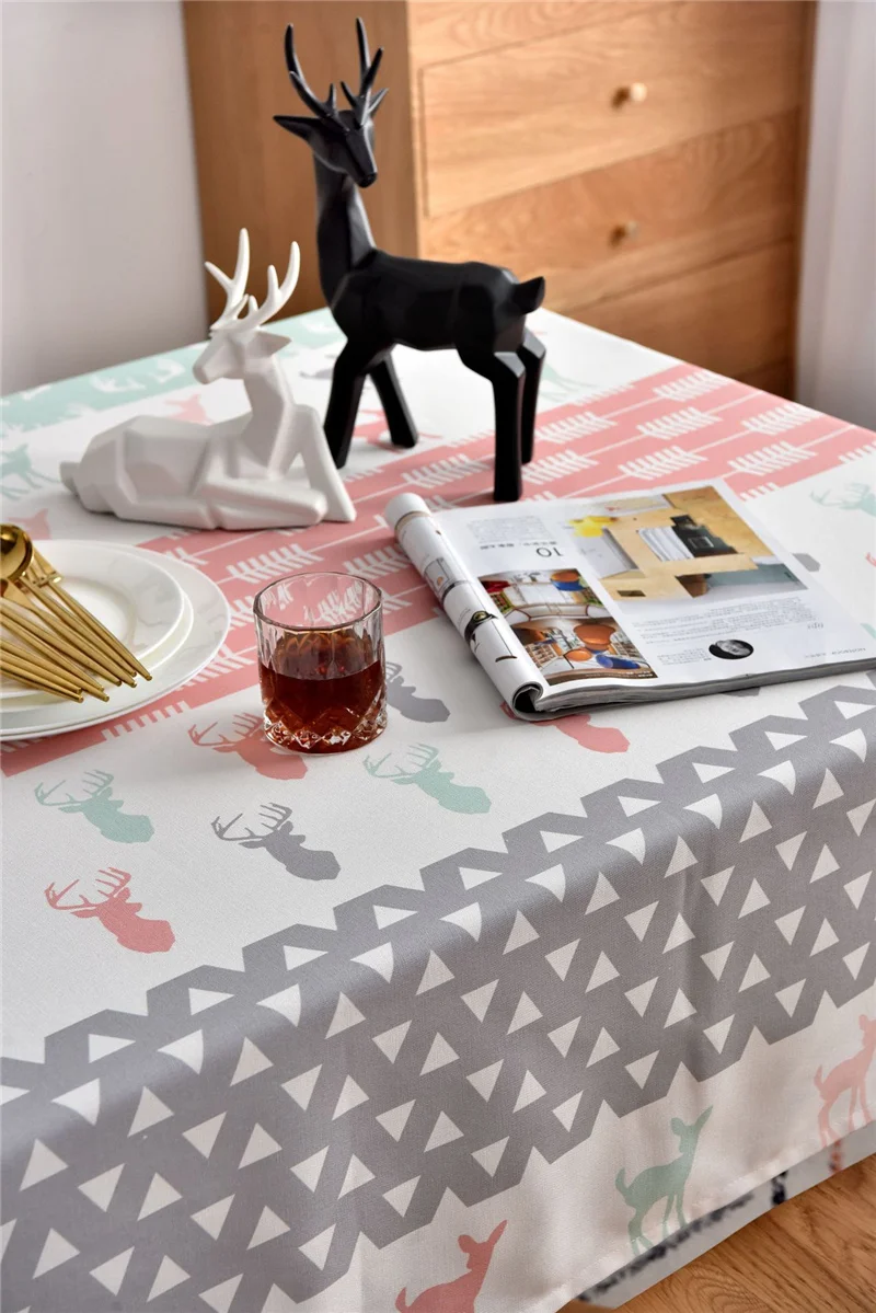 Free Shipping Elk Print Waterproof Table Cloth, Oil-Proof/Waterproof Stain-Resistant Table Cover for Outdoor and Indoor