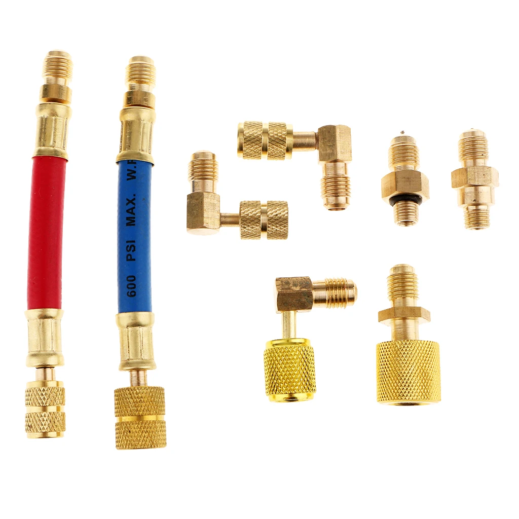 Air Conditioner Refrigeration  R134A R12  Adapter Converting Car AC Connector Hose Set Kit