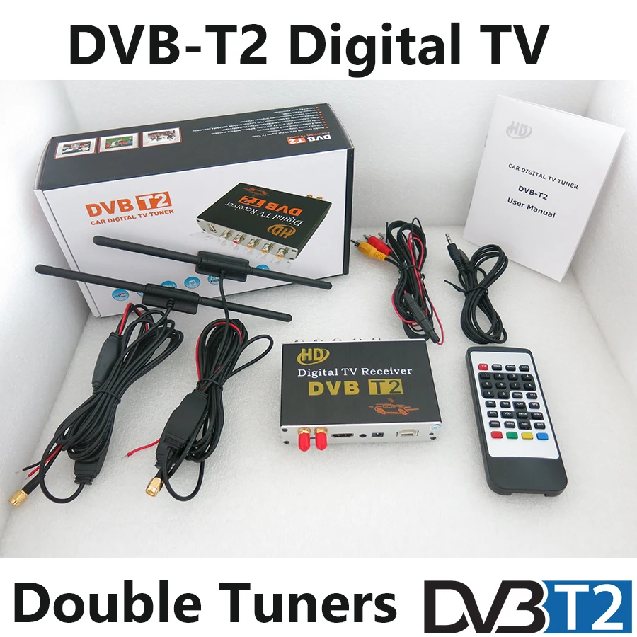 

Car DVB-T2 Tuner DVB-T2 Box Car Digital TV Receiver H.264 MPEG4 Digital SET TOP BOX Two Tuner/Antenna for Car GPS Android player