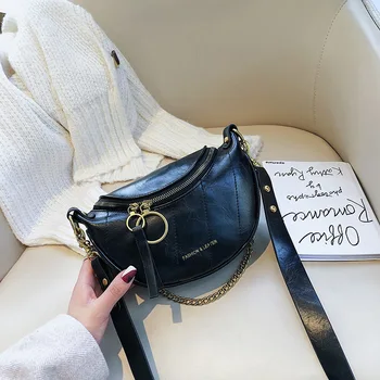 

Chain Design Summer Solid Color Quality PU Leather Crossbody Bags For Women 2020 Simple Fashion Shoulder Bag Lady Handbags