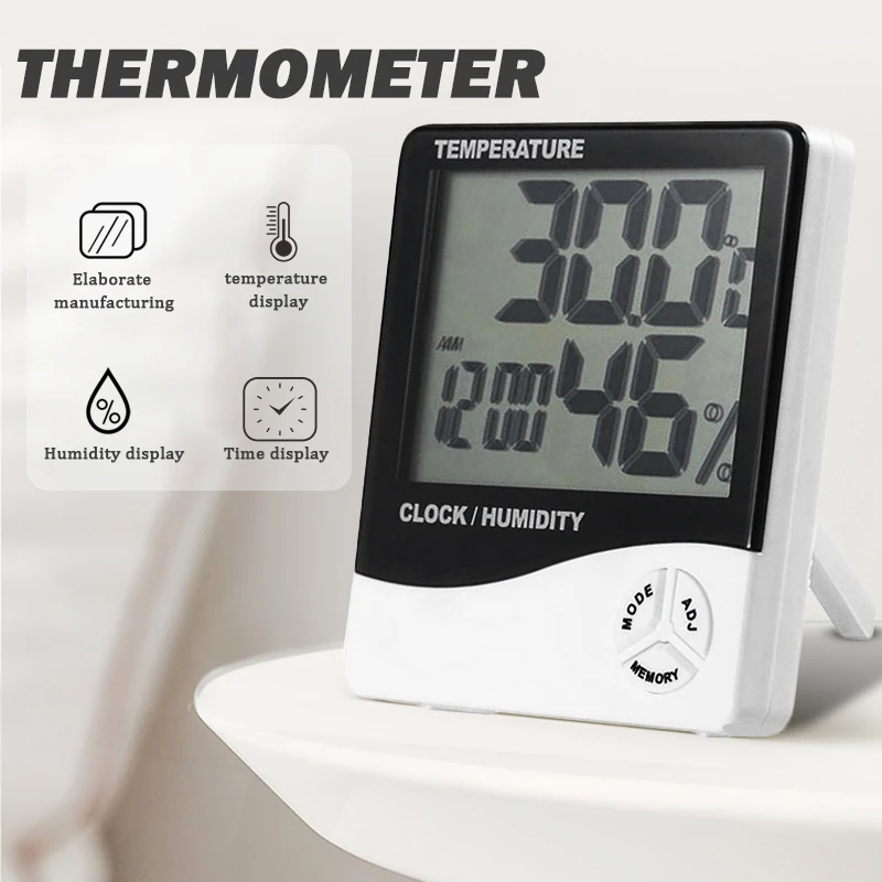 LCD Temperatur Feuchtigkeit Meter Indoor Outdoor Thermometer Wetter Station Uhr 