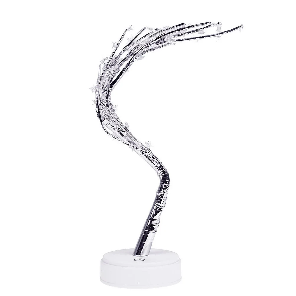60 LED USB Star Shape Romantic Tree Battery Powered Gift Bedroom Home Decor Branch Lamp Table Copper Wire Night Lights