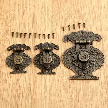 

Antique Wood Box Latch Clasp Funiture Vintage Decorative Hasp Lock Latch Buckle for Jewelry Wood Case Drawer 37x46/50x40/63x78mm