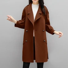 Осень Зима женское длинное шерстяное пальто зеленое армейское шерстяное пальто женское длинное пальто Корейская версия модного пальто