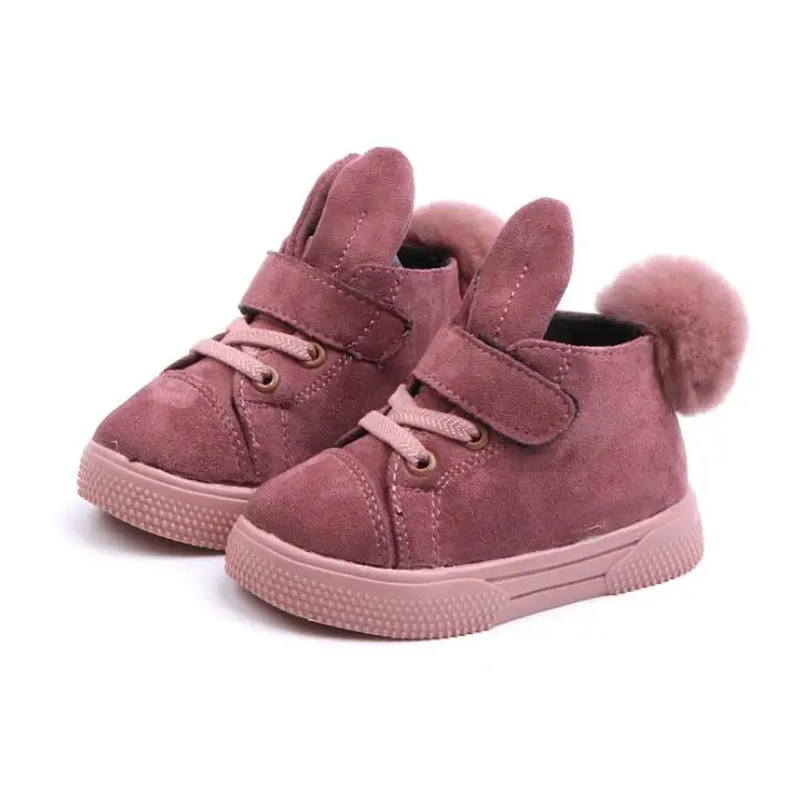 

New Winter Girls Boots Plush Toddler Children Snow Boots Rabbit Soft Sole Warm Baby Kids Boots EU 21-30