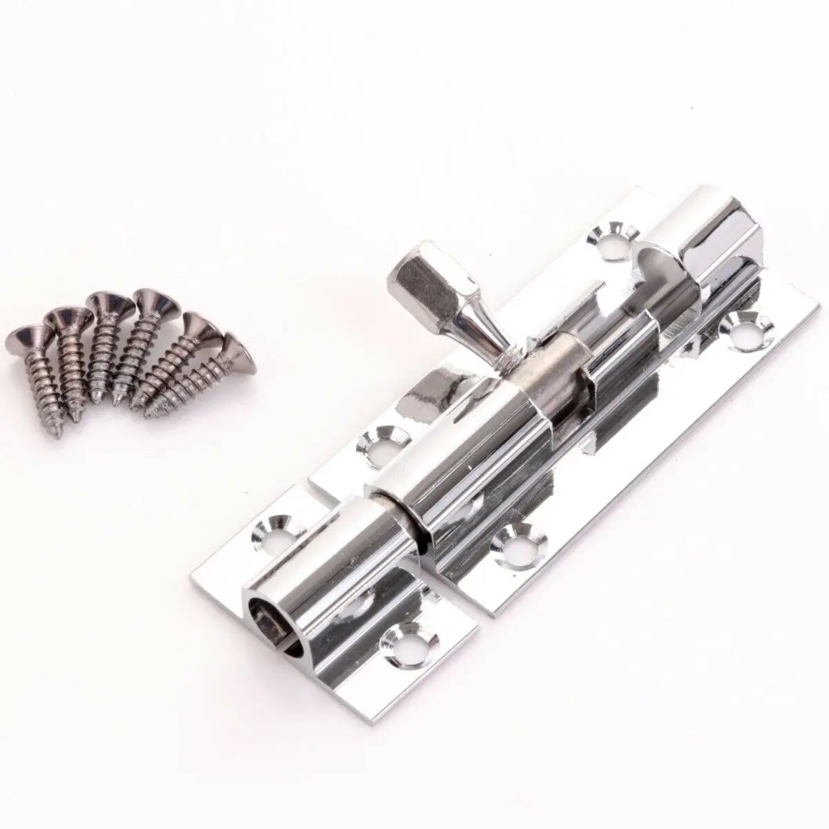 POLISHED CHROME SLIDE BOLT 50MM Bathroom/Toilet Door Lock Cabinet