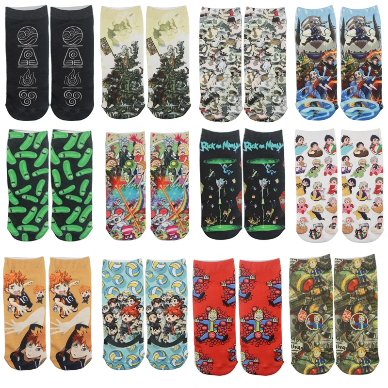 

SP727 1 Pair Cartoon Anime Printed Short Socks Spring Summer Low Ankle Socks Unisex Funny Happy Socks
