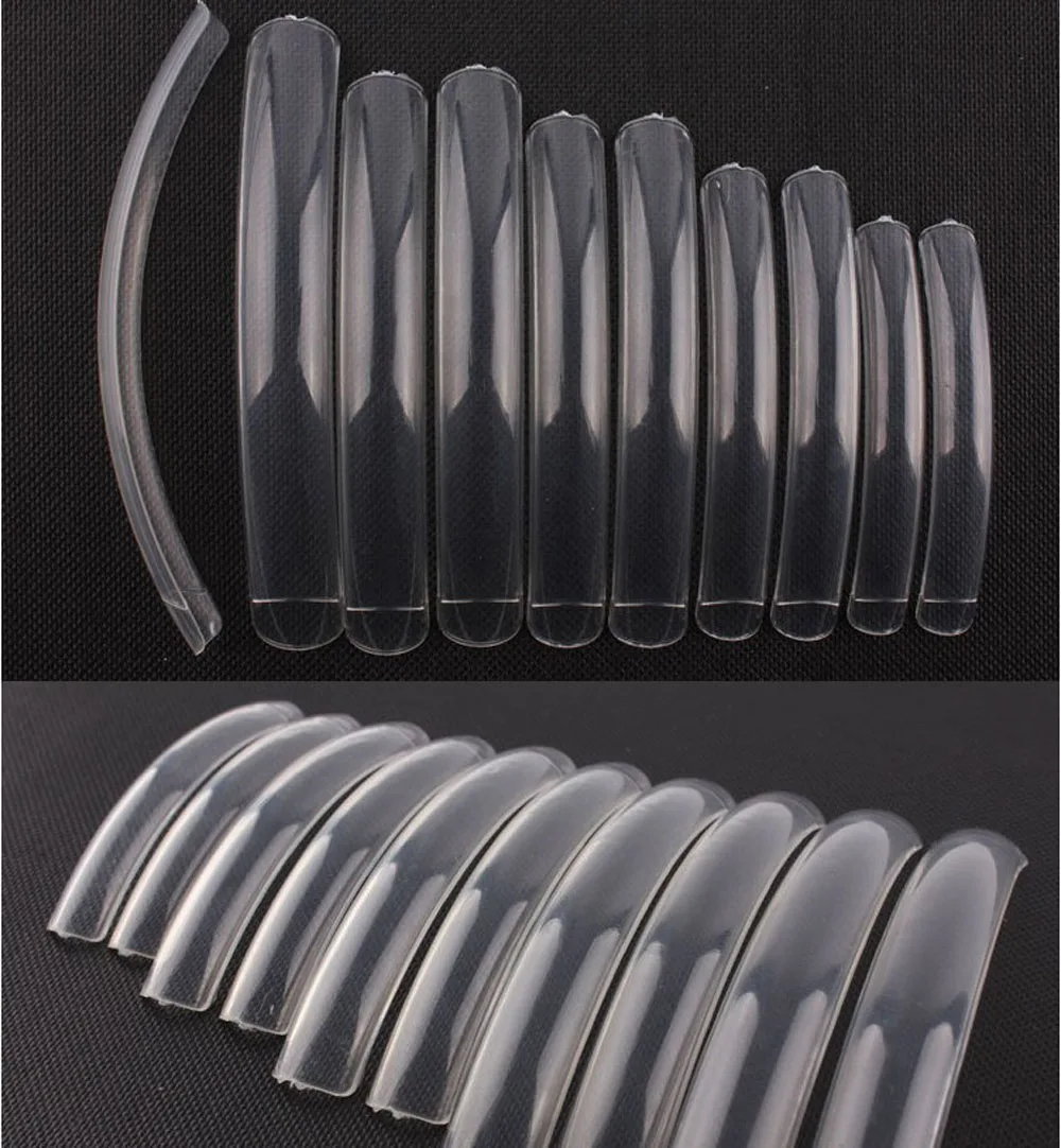 

100pcs 4XL Extre Long C-Curve False Nails Tips 10 Sizes Square Artificial Manicure Clear-Natural Acrylic Half Cover Fake Nails