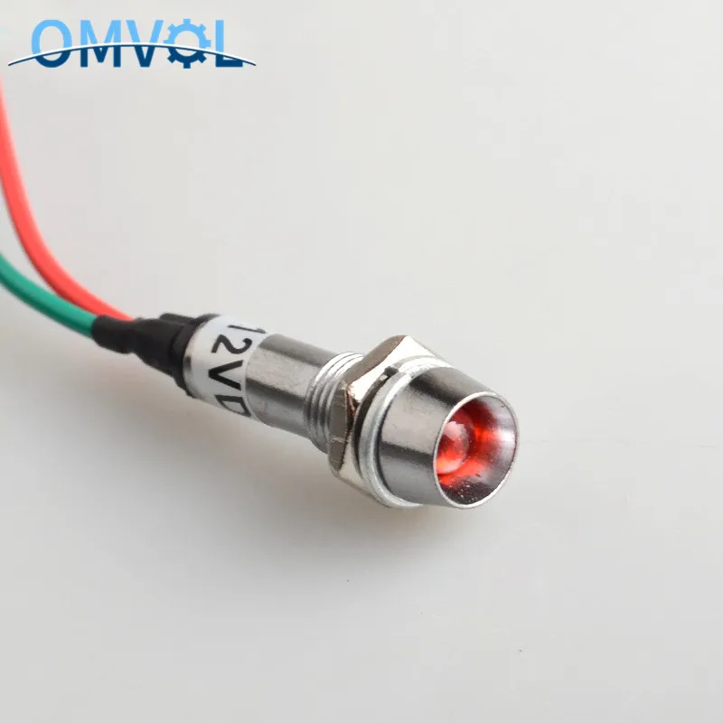 1 шт 12V 24V 220V 8 мм металлический светодиодный Предупреждение пилот светильник металлический светодиодный светильник светодиодный индикатор светильник