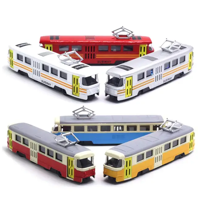 Classic Train Tram Diecast Pull Back Model Vehicle Toy Classical Locomotive with LED Sound Music Developmental Toy for Kids Gift 2
