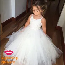 Новинка; платья для первого причастия для девочек; цвет Шампань; бальное платье без рукавов с круглым вырезом и кружевной аппликацией; Платья с цветочным узором для девочек на свадьбу