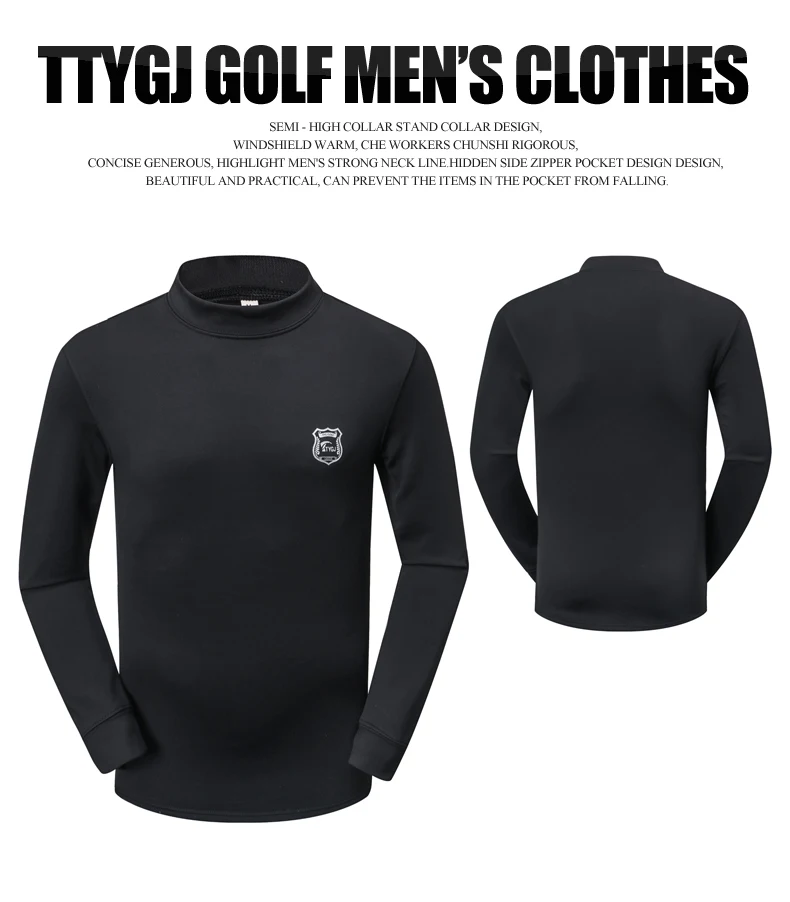 Pgm Men's Golf T-Shirt Long-Sleeved Elastic Warm Golf Bottoming Shirt Autumn Winter Thicken Slim Golf Tops Sportswear